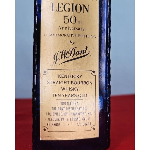 Cobalt Whisky Decanter Blue Liquor Bottle Anniversary VTG American Legion 50th - Picture 9 of 15